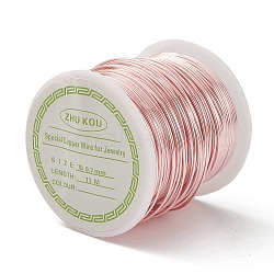 Copper Craft Wire Copper Beading Wire, Long-Lasting Plated, Pink, 21 Gauge, 0.7mm, about 42.65 Feet(13m)/roll(CWIR-F001-RG-0.7mm)