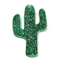 Acrylic Pendants, Cactus, Green, 44.5x28x2mm, Hole: 1.5mm(FIND-M035-05A)