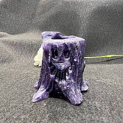 Natural Lepidolite Carved Healing Stump Figurines, Reiki Energy Stone Display Decorations, 40mm(PW-WG91013-04)