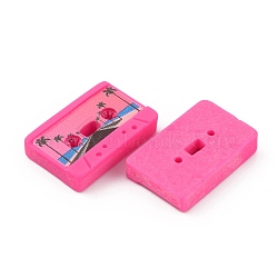 Retro Opaque Resin Cabochons, Music Cassette Tape, Deep Pink, Road Pattern, 15x24x5mm(FIND-CJC0004-25D)