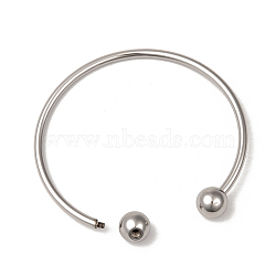 304 Stainless Steel European Style Bangles Making, Cuff Bangles, End with Removable Round Beads, Stainless Steel Color, 2-3/8 inch(6cm)(X-PPJ-G001-04P)