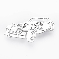 Car Brooch, 201 Stainless Steel Vehicle Lapel Pin for Backpack Clothes, Nickel Free & Lead Free, Stainless Steel Color, 33x53.5x7mm, Pin: 0.7mm(JEWB-N007-006P-FF)