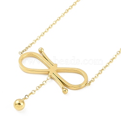 Ion Plating(IP) 304 Stainless Steel Bowknot Pendant Necklaces for Women, Golden, 16.93 inch(43cm)(NJEW-K276-28G)