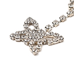 Brass with Crystal Rhinestone Pendants Necklace, Butterfly Charm Necklaces, Platinum, 25.79 inch(65.5cm)(NJEW-B081-01)