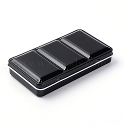 Empty Watercolor Tin Box Palette Paint Case, without Watercolor Pans, Rectangle, Black, 7x12.6x2.3cm, Hole: 24mm(CON-WH0080-64)