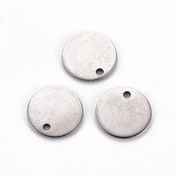 201 Stainless Steel Stamping Blank Tag Pendants, Flat Round, Stainless Steel Color, 10x1mm, Hole: 1.2mm