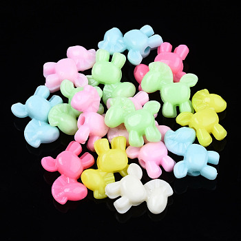 Opaque Acrylic Beads, Horse, Mixed Color, 16x16x7mm, Hole: 2mm, about 900pcs/500g