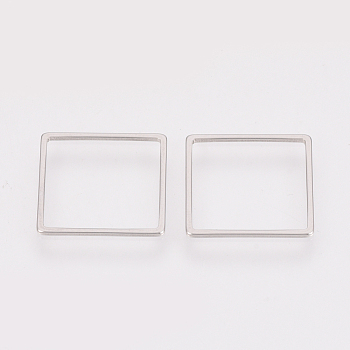 201 Stainless Steel Linking Ring, Square, Stainless Steel Color, 20x20x0.8mm