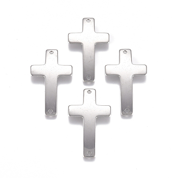304 Stainless Steel Links connectors, Cross, Stainless Steel Color, 35.5x20.5x1.5mm, Hole: 1.6mm
