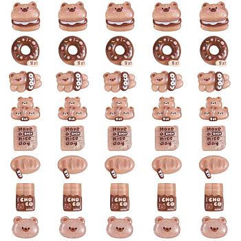 40Pcs Animal Bear Slime Resin Charms Doughnuts Bread Snack Resin Charm Opaque Flatback Embellishment Resin Charm for DIY Phonecase Decor Scrapbooking Crafts Jewelry Making Supplies, Chocolate, 24x20mm