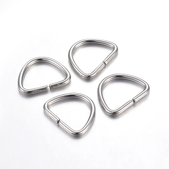 304 Stainless Steel D Rings, Buckle Clasps, For Webbing, Strapping Bags, Garment Accessories, Stainless Steel Color, 12x15x1.5mm, Inner Size: 9.5x12mm