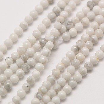 Natural Howlite Round Bead Strands, 3mm, Hole: 0.8mm, about 126pcs/strand, 16 inch