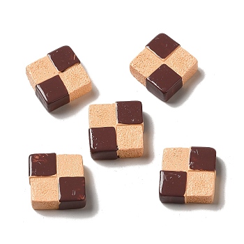 Opaque Resin Biscuit Decoden Cabochons, Imitation Food, Cookies, Coconut Brown, Square, 17x17x6mm