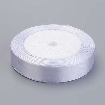 Single Face Satin Ribbon, Polyester Ribbon, White, about 1/2 inch(12mm) wide, 25 yards/roll(22.86m/roll), 250yards/group(228.6m/group), 10rolls/group
