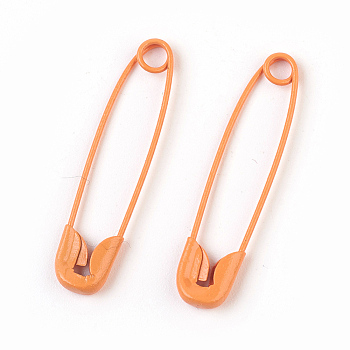 Iron Safety Pins, Orange, 30x7x2mm, Pin: 0.7mm