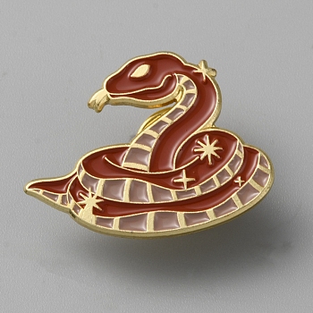 Animal Enamel Pins, Golden Alloy Brooch, for Backpack Clothes, Snake, 24x30.5mm
