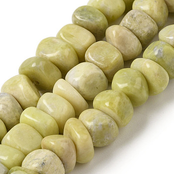 Natural Lemon Jade Beads Strands, Nuggets, Tumbled Stone, 6.5~12.5x3~8.5x6~12mm, Hole: 0.8mm, about 75~78pcs/strand, 15.63'~16.06''(39.7~40.8cm)