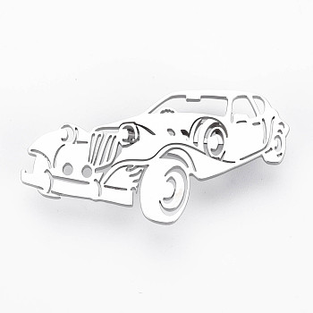 Car Brooch, 201 Stainless Steel Vehicle Lapel Pin for Backpack Clothes, Nickel Free & Lead Free, Stainless Steel Color, 33x53.5x7mm, Pin: 0.7mm