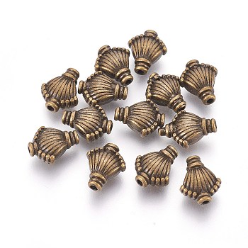 Tibetan Style Beads, Zinc Alloy Beads, Lead Free & Nickel Free & Cadmium Free, Vase, Antique Bronze Color, 11mm long, 9mm wide, 5mm thick, hole: 1mm