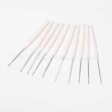 Iron Crochet Hooks Needles, with Plastic Handle, Bisque, 160x6mm, Pin: 0.5mm, 10pcs/bag(TOOL-R102-17)