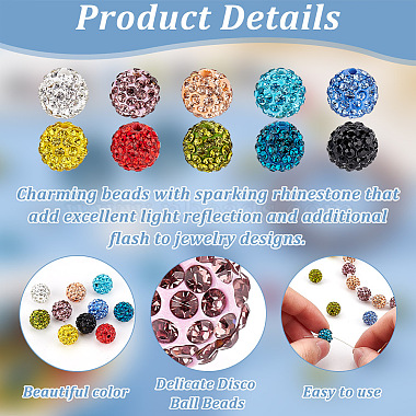 100Pcs 10 Colors Polymer Clay Pave Rhinestone Beads(RB-OC0001-07)-4