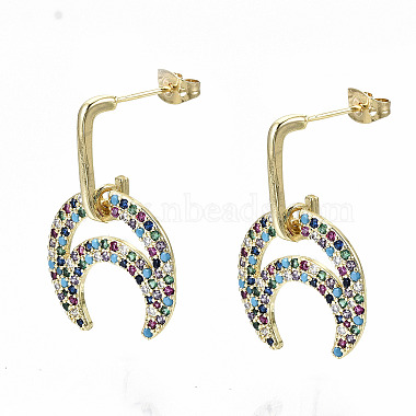 Colorful Moon Brass Stud Earrings