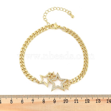 Brass Micro Pave Clear Cubic Zirconia Charm Bracelets(BJEW-M050-01G-03)-5