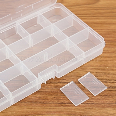 15 contenedores de almacenamiento de cuentas de plástico rectangulares transparentes(PAAG-PW0012-03)-3