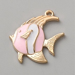 Alloy Enamel Pendants, Golden, Fish, 29.5x24.5x3.5mm, Hole: 2mm(ENAM-WH0073-01G-29)