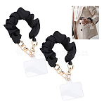 2 Bags Polyester Hand Mobile Straps, with Mobile Phone Lanyard Patch & Alloy Spring Gate Rings & Swivel Clasps, Golden, Black, 280mm(MOBA-HY0001-01A)