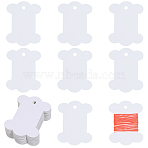 80Pcs Bone Shape Paper Thread Winding Boards, Floss Bobbins, for Cross Stitch Embroidery Cotton Thread Craft DIY Sewing Storage, White, 65x50x0.5mm, Hole: 5mm(SENE-SC0001-09A)