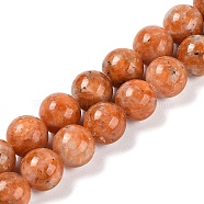 Natural Orange Calcite Beads Strands, Round, 10mm, Hole: 1mm, about 38~40pcs/strand, 15.3 inch~15.75 inch(39~40cm)(G-I247-10C-01)