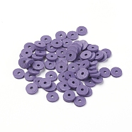Handmade Polymer Clay Beads, for DIY Jewelry Crafts Supplies, Disc/Flat Round, Heishi Beads, Medium Purple, 6x1mm, Hole: 2mm, about 1175pcs/50g(X-CLAY-Q251-6.0mm-B03)