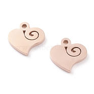 Ion Plating(IP) 304 Stainless Steel Charms, Laser Cut, Heart, Rose Gold, 11x11x1.5mm, Hole: 1.4mm(STAS-Y002-02-RG)