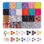 DIY Jewelry Making Kits, Including Handmade Polymer Clay Beads, Acrylic Beads, Round Crystal Elastic Stretch Thread, Zinc Alloy Lobster Claw Clasps, Iron Open Jump Rings, Mixed Color, Beads: 3071pcs/box(DIY-SZ0004-92)