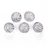 Transparent Handmade Blown Glass Globe Beads, Stripe Pattern, Round, Coconut Brown, 10.5~11.5mm, Hole: 1~2mm(GLAA-T012-35D-05)