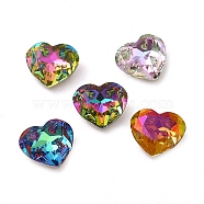 Glass Rhinestone Cabochons, Point Back & Back Plated, Faceted, Heart, Mixed Color, 10x12x5mm(RGLA-P036-02A-M)