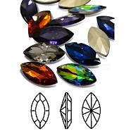 Faceted Horse Eye Glass Pointed Back Rhinestone Cabochons, Back Plated, Mixed Color, 27x13x6.5mm, about 12pcs/bag(RGLA-A011-13x27mm-SM)