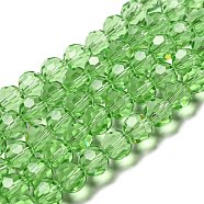 Transparent Glass Beads, Faceted(32 Facets), Round, Lime, 10mm, Hole: 1.8mm, about 66~68pcs/strand, 24.02~24.13 inch(61~61.3cm)(EGLA-A035-T10mm-D09)