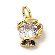 Brass Micro Pave Clear Cubic Zirconia Pendants, Girl, Real 18K Gold Plated, 11x8.5x4mm, Hole: 3.2mm(KK-R162-021C-G)