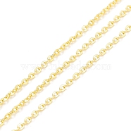 Brass Cable Chains, Long-Lasting Plated, with Spool, Cadmium Free & Lead Free, Soldered, Real 18K Gold Plated, 2x1.5x0.3mm, about 32.8 Feet(10m)/roll(CHC-D030-11G-RS)