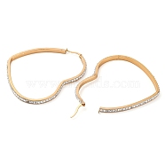 304 Stainless Steel Heart Hoop Earrings, with Polymer Clay and Rhinestone, Real 18K Gold Plated, 66x56x3.5mm, Pin: 0.8mm(EJEW-S242-01G-I)