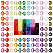Elite 6240Pcs 24 Colors Transparent Acrylic Beads, Bicone, Mixed Color, 4x4mm, Hole: 1.5mm(TACR-PH0001-58)