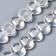 Electroplate Glass Beads Strands, AB Color, Oval, Clear AB, 16x11x5.5mm, Hole: 1mm, about 50pcs/strand, 21.65 inch(55cm)(EGLA-N008-012-A01)
