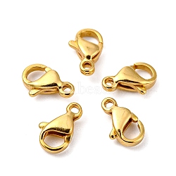 304 Stainless Steel Lobster Claw Clasps, Parrot Trigger Clasps, Real 24K Gold Plated, 12x7.5x3.5mm, Hole: 1.4mm(STAS-AB12-G)