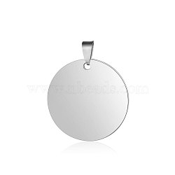 Anti-Tarnish 304 Stainless Steel Pendants, Manual Polishing, Flat Round Charm, Stamping Blank Tag, Stainless Steel Color, 29.5~30x1.5mm, Hole: 8.5x3.5mm(STAS-I311-05B-P)