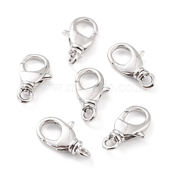 Brass Lobster Claw Clasps, Long-Lasting Plated, Lead Free & Nickel Free & Cadmium Free, Real Platinum Plated, 20.5x12x5mm, Hole: 2.2x3mm(KK-D065-01P)