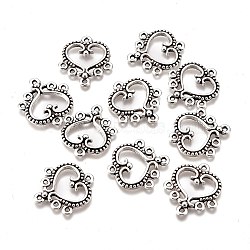 Alloy Chandelier Components Links, Lead Free & Cadmium Free, Heart, Antique Silver, 21x19x1.7mm, Hole: 1.2mm(PALLOY-F277-31AS-RS)