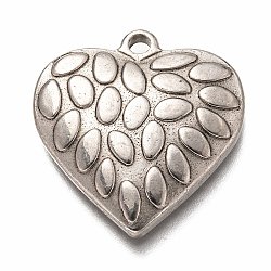 304 Stainless Steel Pendants, Heart, Stainless Steel Color, 26.5x25x4mm, Hole: 2mm(STAS-H126-12AS)