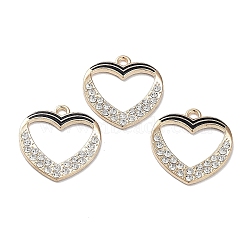 Alloy Enamel Pendants, with Rhinestone, Cadmium Free & Lead Free, Light Gold, Heart, 21x20x2mm, Hole: 1.8mm(FIND-C042-06KCG-02)